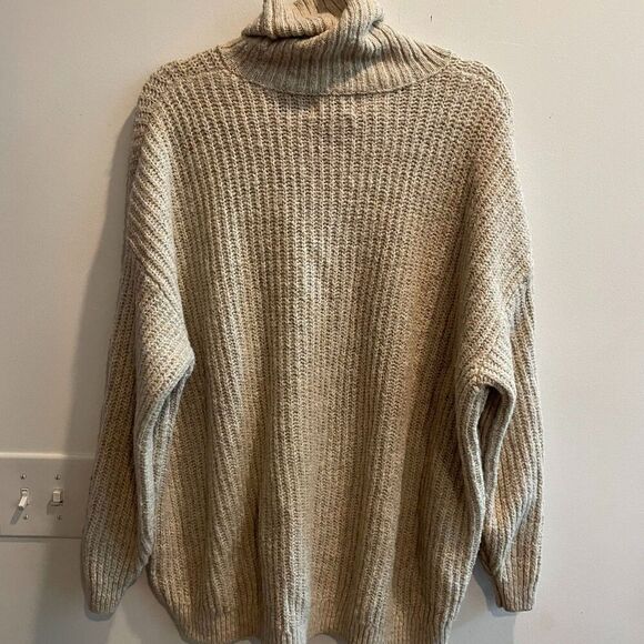 Old Navy Women Beige Sweater 2X Tunic Knit Turtleneck Classic Neutral Thick - Picture 9 of 11